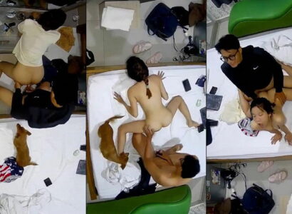 Em nữ sinh mang theo cả chó đi học nhóm trong nhà nghỉ với bạn